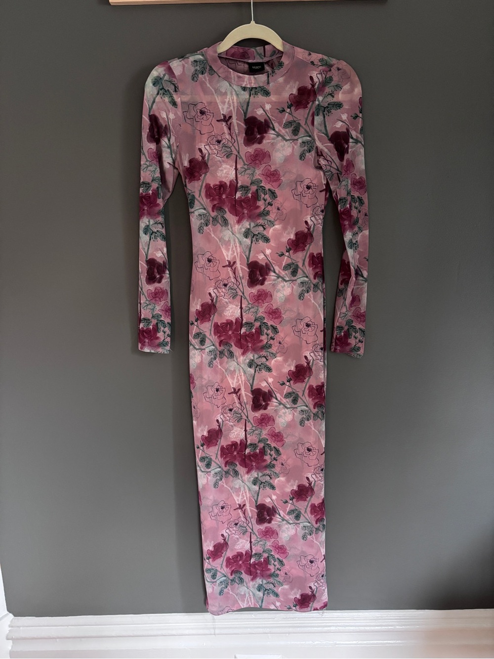 Vero Moda Dusty Pink Floral Long Sleeve Maxi Dress